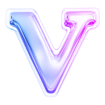 Gradient letter V font 3d render png