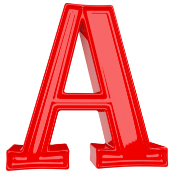 Red letter A font 3d render png