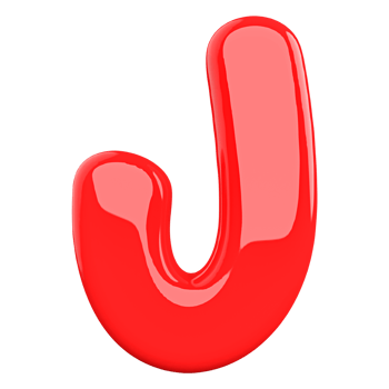 Red letter J font 3d render png