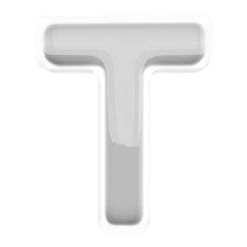 Silver letter T font 3d render png