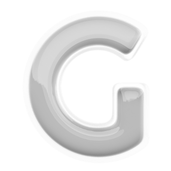 Silver letter G font 3d render png