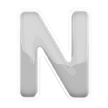 Silver letter N font 3d render png