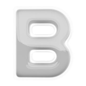 Silver letter B font 3d render png