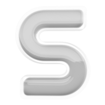 Silver letter S font 3d render png