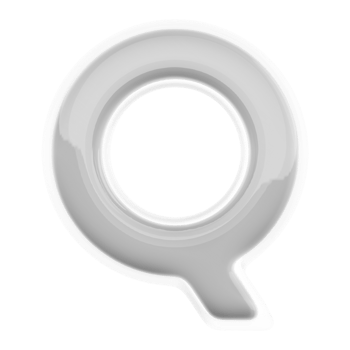 Silver letter Q font 3d render png