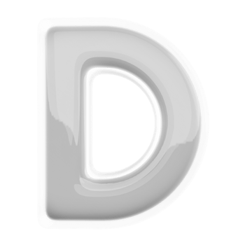 Silver letter D font 3d render png