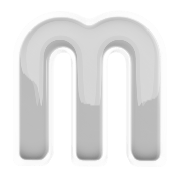 Silver letter M font 3d render png