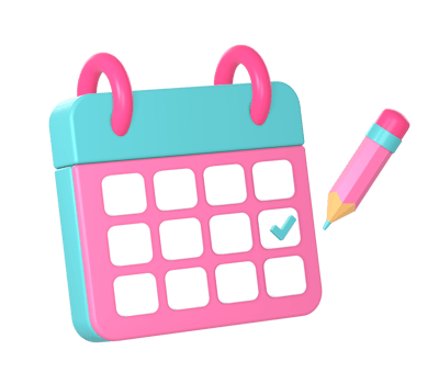 3d calendar date time with check mark and pencil icon illustration for UI UX web mobile apps social media ads png