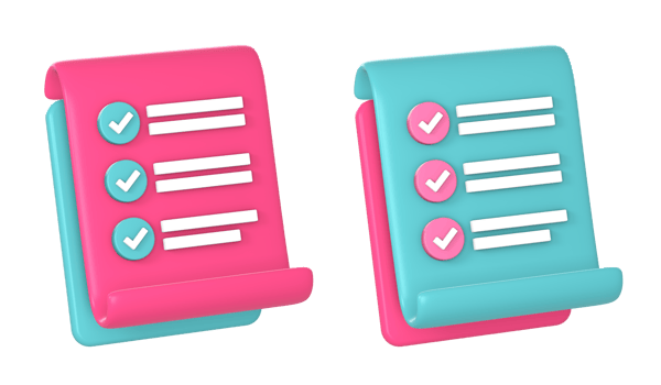 simple 3d paper note with item list and check mark icon illustration for UI UX web mobile apps social media ads design png