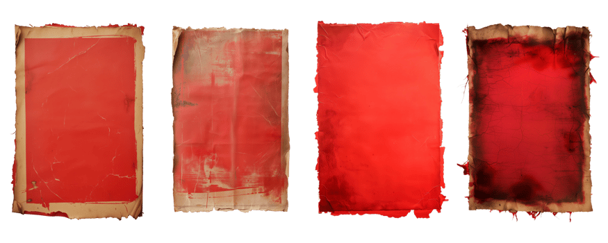 AI generated Vintage Red Parchment Paper Collection Isolated png
