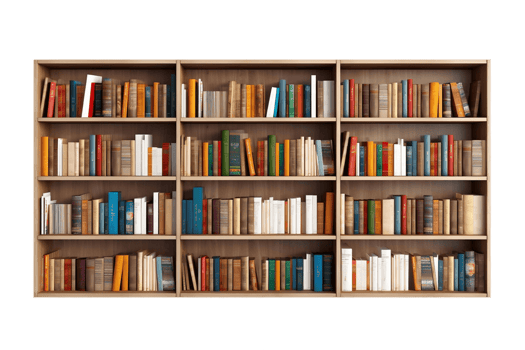 AI generated Bookshelf with a Transparent Background. AI png