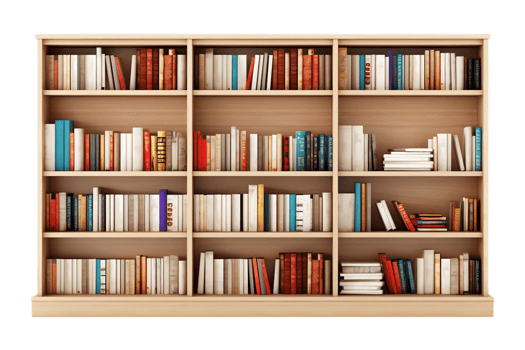 AI generated Bookshelf with a Transparent Background. AI png