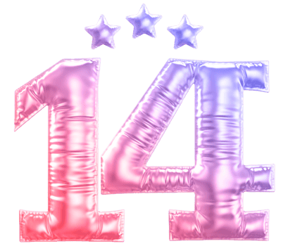 14 year anniversary number gradient png