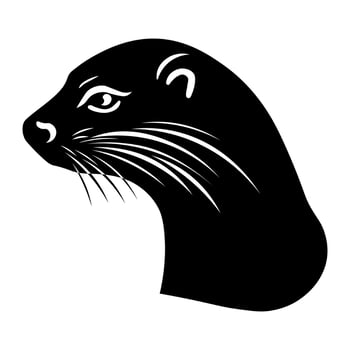 Otter black vector icon isolated on white background