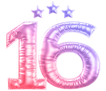 16 year anniversary number gradient png