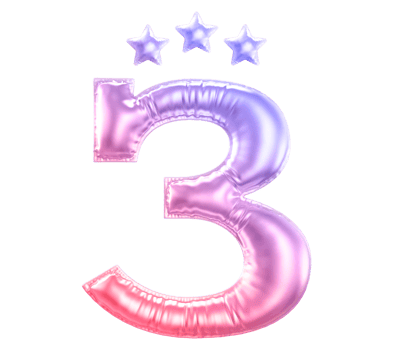 3 year anniversary number gradient png