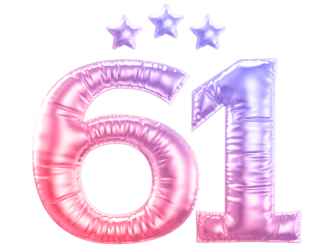 61 year anniversary number gradient png