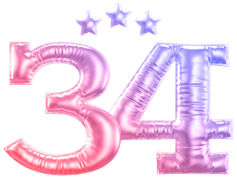 34 year anniversary number gradient png