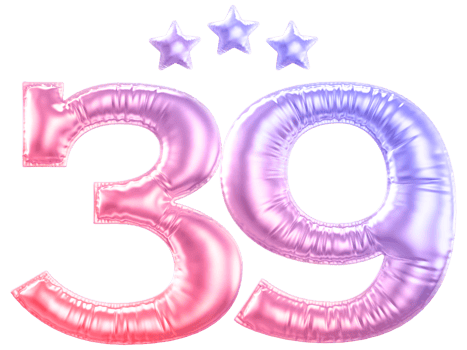 39 year anniversary number gradient png