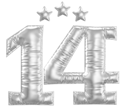 14 Anniversary number silver balloon png