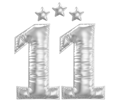 11 Anniversary number silver balloon png
