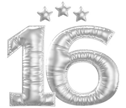 16 Anniversary number silver balloon png