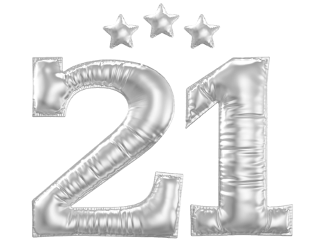 21 Anniversary number silver balloon png