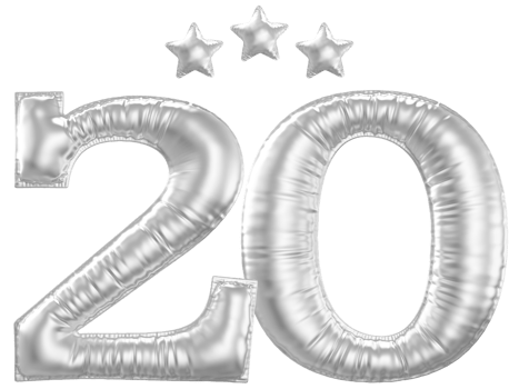 20 Anniversary number silver balloon png