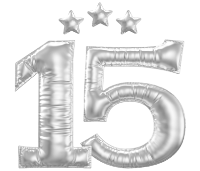15 Anniversary number silver balloon png