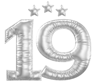 19 Anniversary number silver balloon png