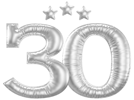 30 Anniversary number silver balloon png