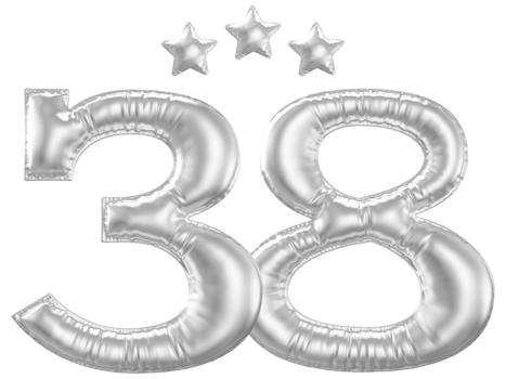 38 Anniversary number silver balloon png