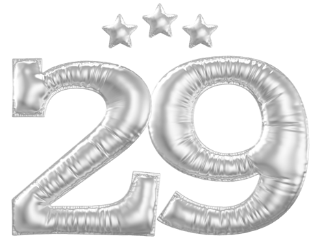 29 Anniversary number silver balloon png