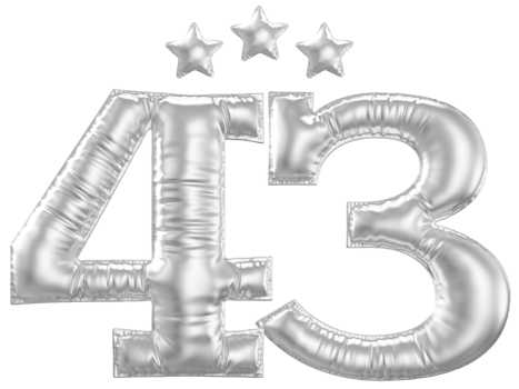 43 Anniversary number silver balloon png