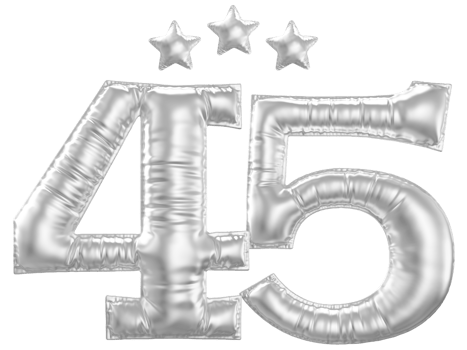 45 Anniversary number silver balloon png