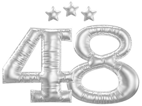 48 Anniversary number silver balloon png
