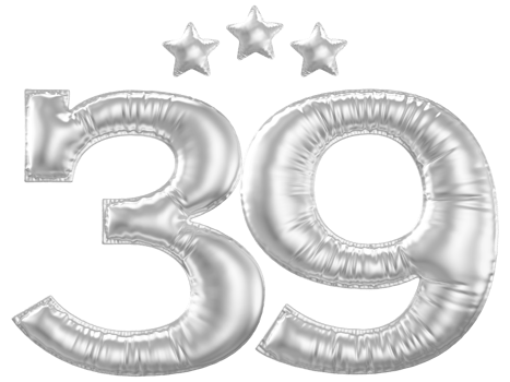 39 Anniversary number silver balloon png
