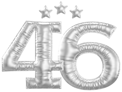 46 Anniversary number silver balloon png