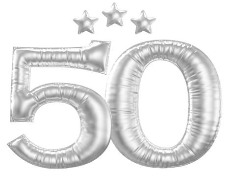 50 Anniversary number silver balloon png