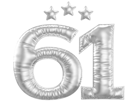 61 Anniversary number silver balloon png