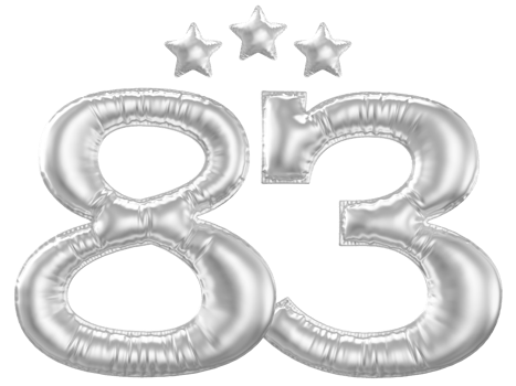 83 Anniversary number silver balloon png