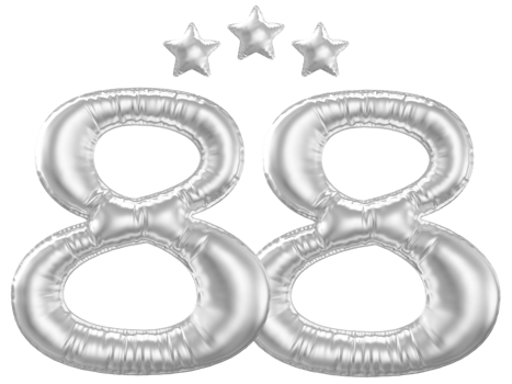 88 Anniversary number silver balloon png