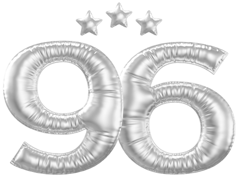 96 Anniversary number silver balloon png
