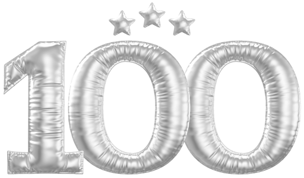 100 Anniversary number silver balloon png