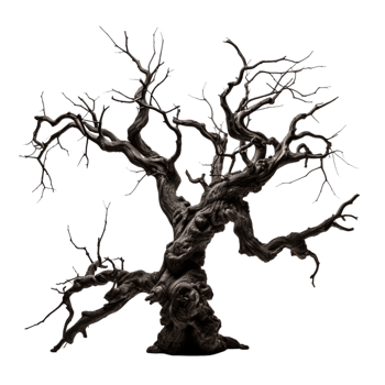 AI generated creepy dead tree Isolated on transparent background png