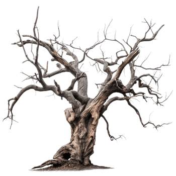 AI generated creepy dead tree Isolated on transparent background png