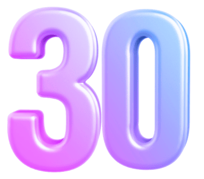 3d number 30 gradient png