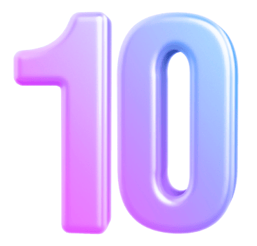 3d number 10 gradient png