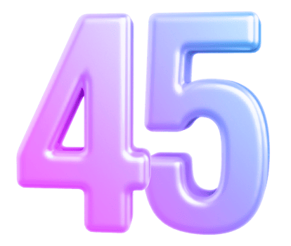 3d number 45 gradient png
