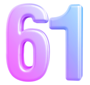 3d number 61 gradient png